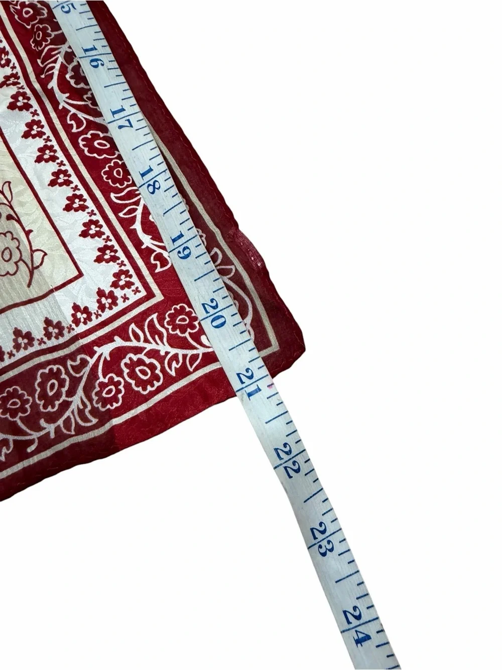 Oscar by Oscar De La Renta Red and Cream Patchwork Design Square Scarf